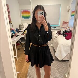 Pomander Place Black Button-Front Shirt Dress